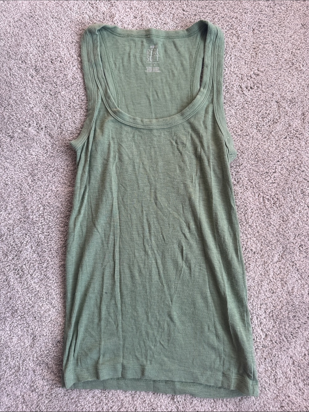 aerie Sage Green Ribbed Scoop Tank